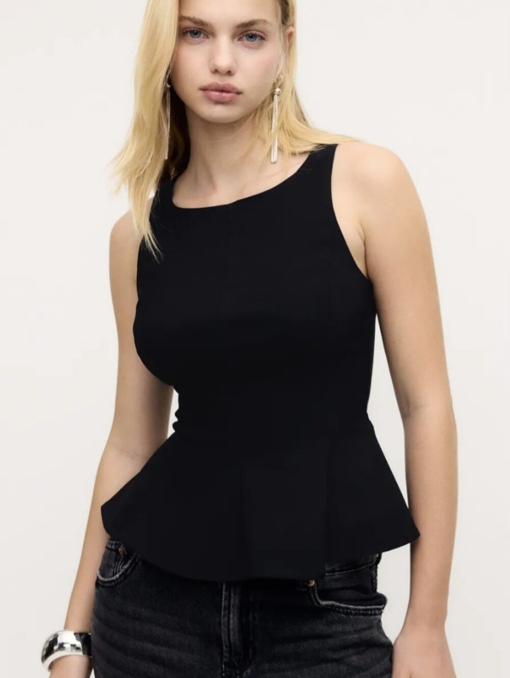 GUESS Black Sleeveless Peplum Top